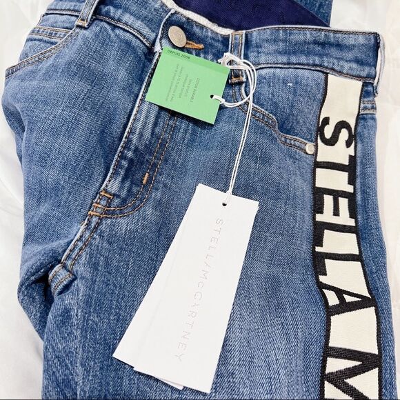 Stella McCartney Womens Dark Stone Logo Jeans - Sky Blue Size 24 - Picture 8 of 12